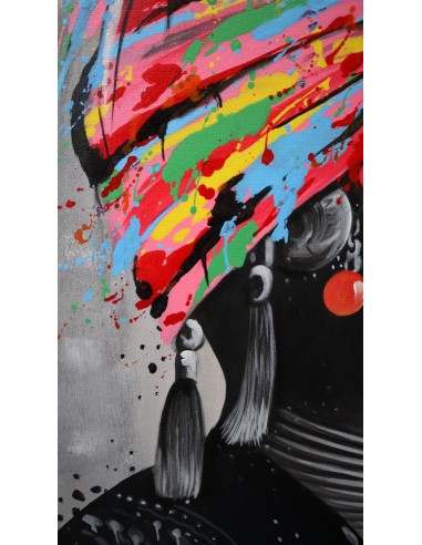 quadro volto di ragazza con turbante in tela...