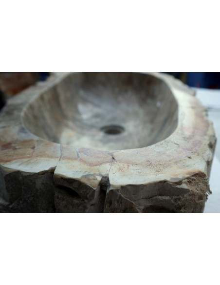 Lavandino in pietra di legno fossile cm 68x38x15 lavabo sink fossili lav-071