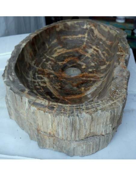 Lavandino in pietra di legno fossile cm 69x42x15 lavabo sink fossili lav-072