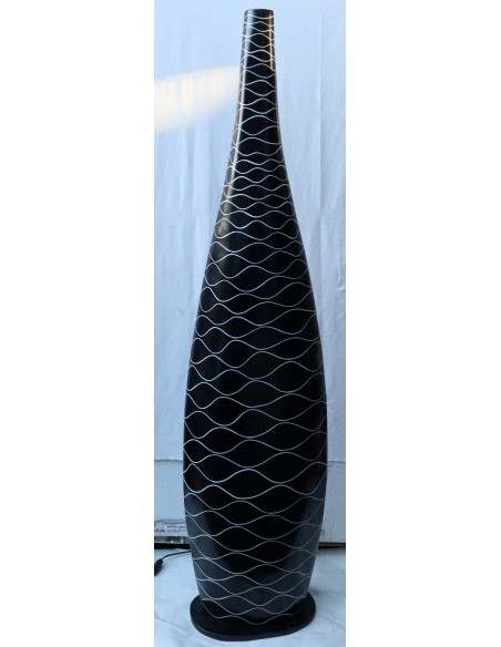 Piantana in vetro resina nera con righe bianche cm 150 moderna