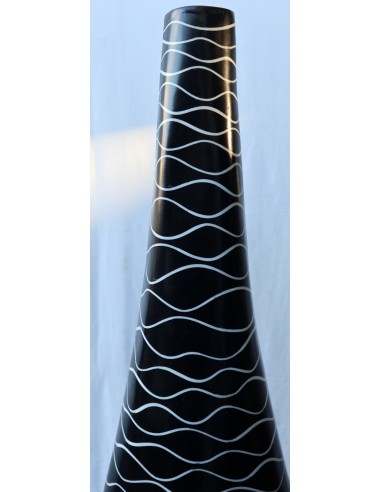 Piantana in vetro resina nera con righe bianche...