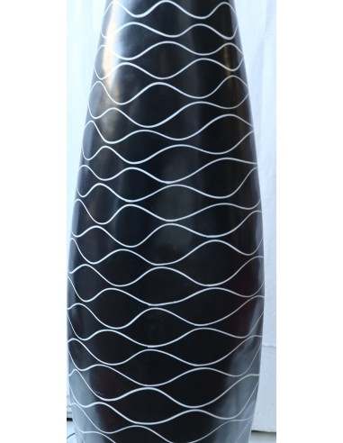 Piantana in vetro resina nera con righe bianche...