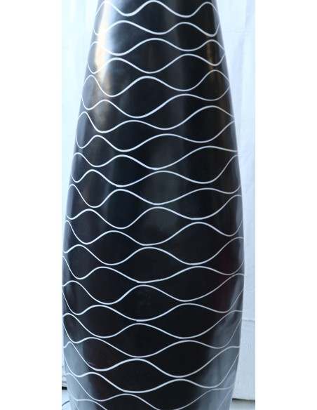 Piantana in vetro resina nera con righe bianche cm 150 moderna