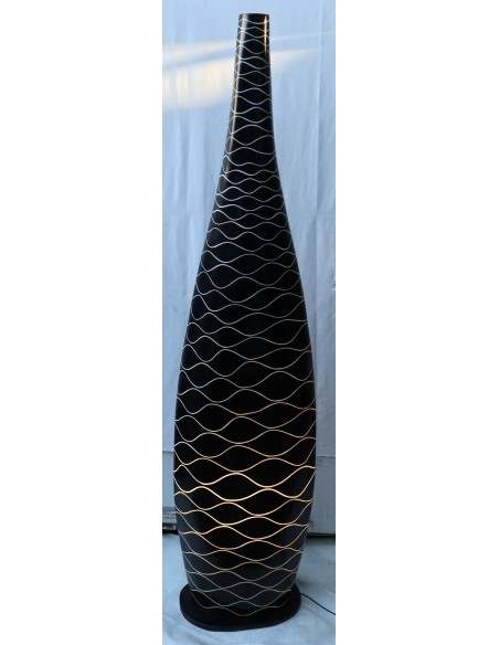 Piantana in vetro resina nera con righe bianche cm 150 moderna