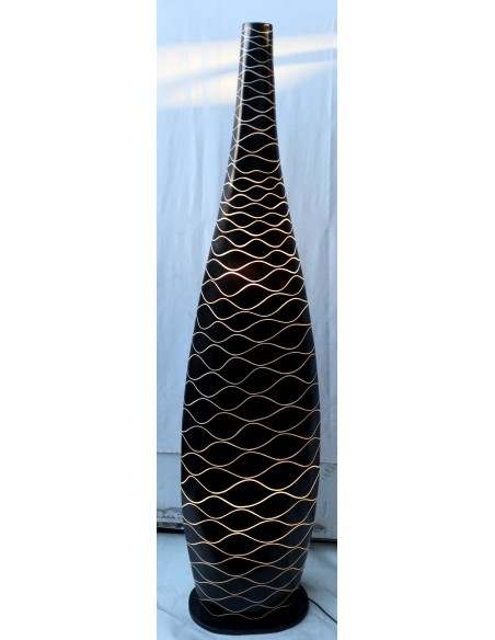 Piantana in vetro resina nera con righe bianche cm 150 moderna