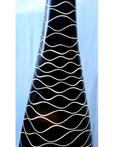 Piantana in vetro resina nera con righe bianche...