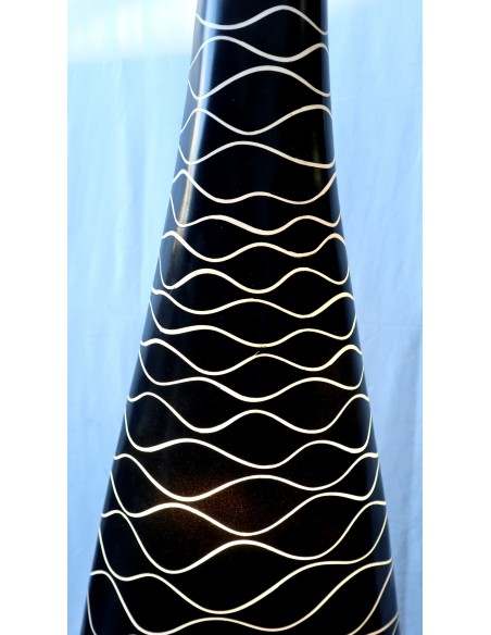 Piantana in vetro resina nera con righe bianche cm 150 moderna