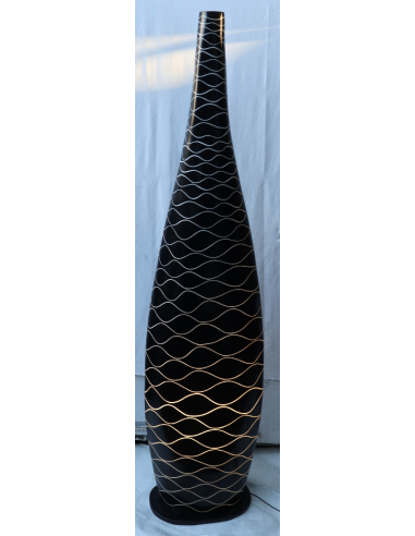 Piantana in vetro resina nera con righe bianche...