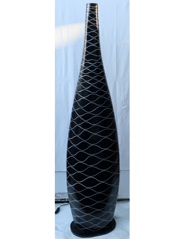 Piantana in vetro resina nera con righe bianche...