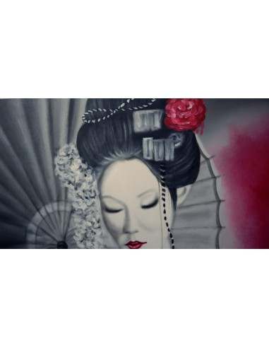 Quadro dipinto in stile giapponese geisha...