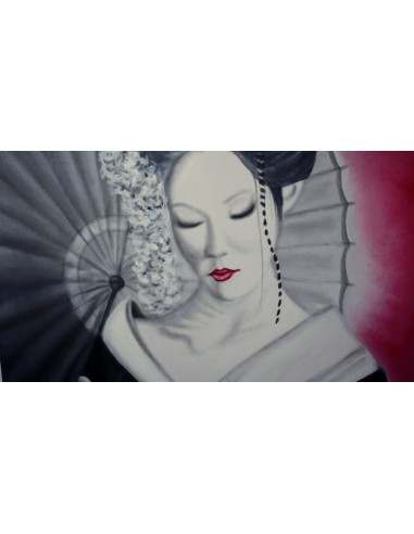 Quadro dipinto in stile giapponese geisha...