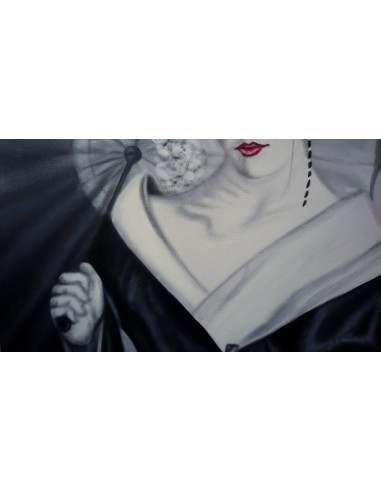 Quadro dipinto in stile giapponese geisha...