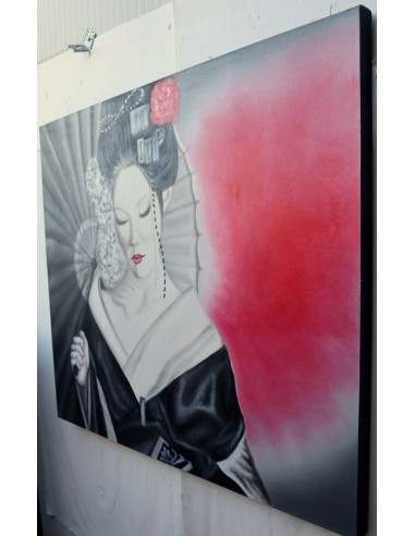 Quadro dipinto in stile giapponese geisha...