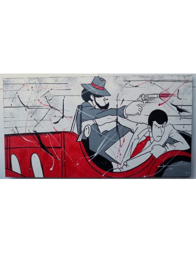 Quadro Lupin III cm 150x80 con Jigen in fuga su...