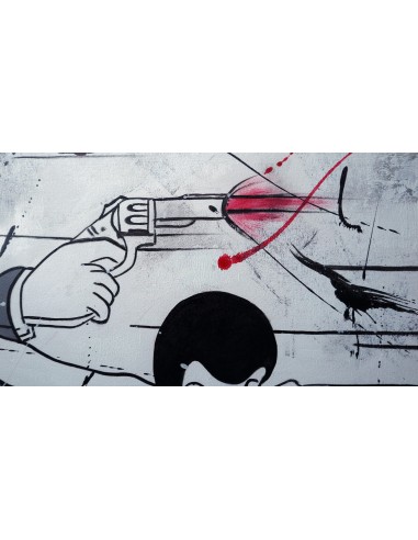 Quadro Lupin III cm 150x80 con Jigen in fuga su...