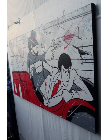 Quadro Lupin III cm 150x80 con Jigen in fuga su...