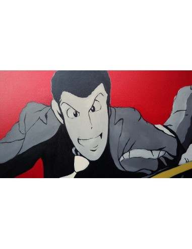 Quadro Lupin III cm 150x80 con Jigen in fuga su...