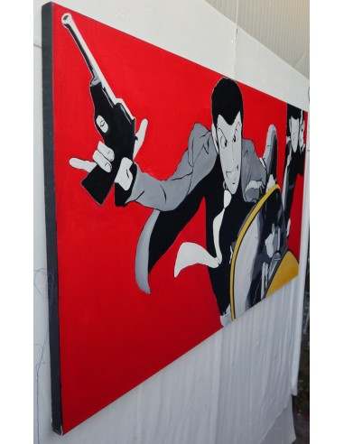 Quadro Lupin III cm 150x80 con Jigen in fuga su...