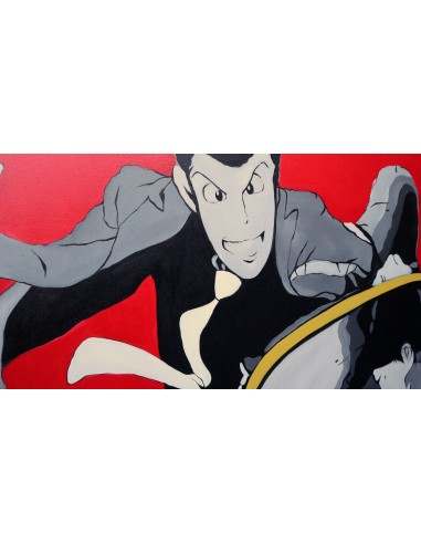 Quadro Lupin III cm 150x80 con Jigen in fuga su...