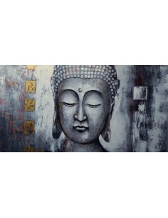 Quadro Buddha cm 150x80 grigio dipinto a mano su tela... 2