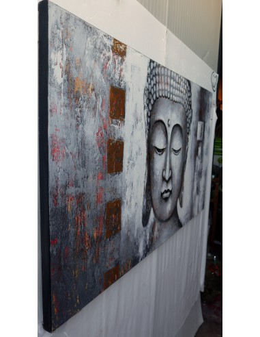 Quadro Buddha cm 150x80 grigio dipinto a mano...