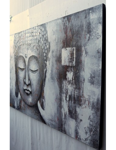 Quadro Buddha cm 150x80 grigio dipinto a mano...