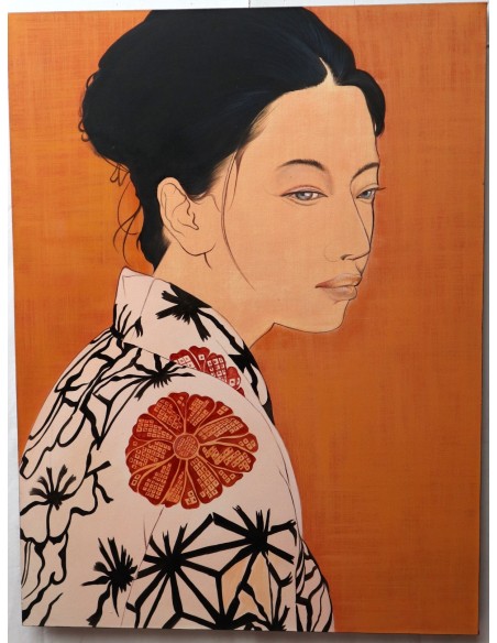 Quadro volto di ragazza in stile Javanese cm 120x100 testata letto pop art moderno arredo
