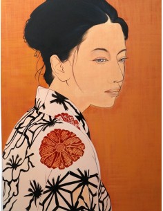 Quadro volto di ragazza in stile Javanese cm 120x100... 2