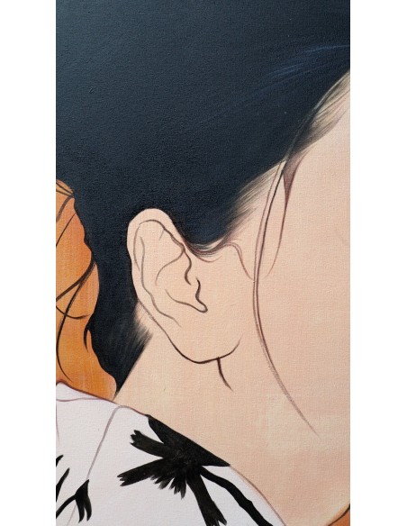 Quadro volto di ragazza in stile Javanese cm 120x100 testata letto pop art moderno arredo