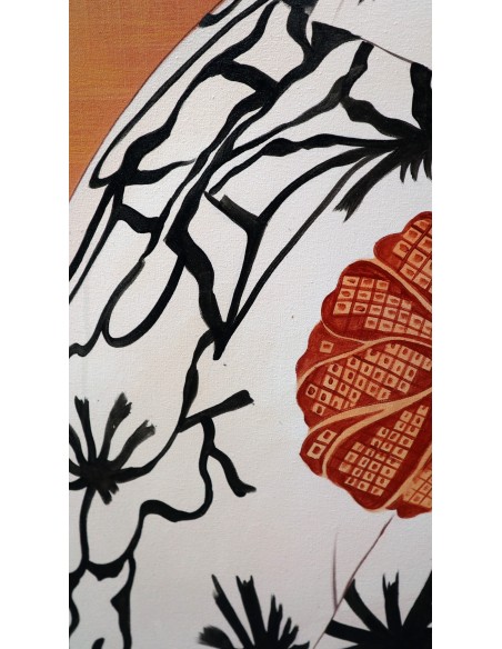 Quadro volto di ragazza in stile Javanese cm 120x100 testata letto pop art moderno arredo