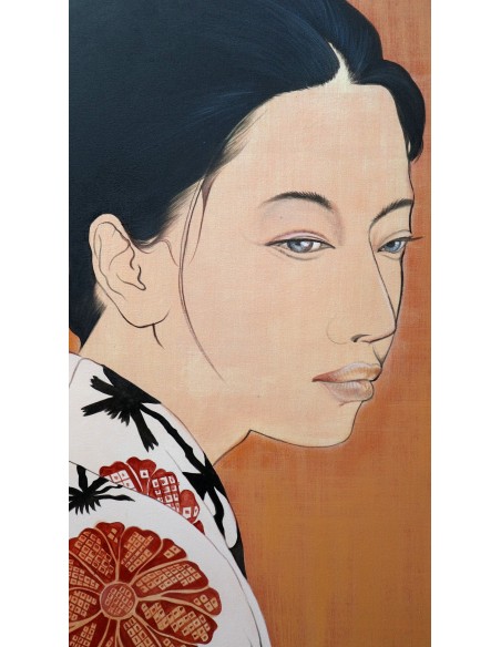 Quadro volto di ragazza in stile Javanese cm 120x100 testata letto pop art moderno arredo