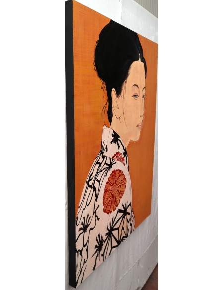 Quadro volto di ragazza in stile Javanese cm 120x100 testata letto pop art moderno arredo