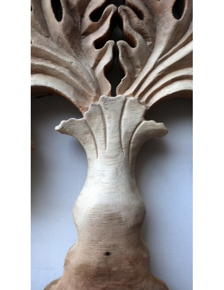 Pannello quadro albero della vita legno suar massello traforato a mano diametro cm 40 naturale palma