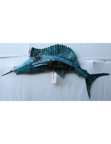 Pannello marino in metallo pesce Marlin creato e colorato mano con  ingranaggi