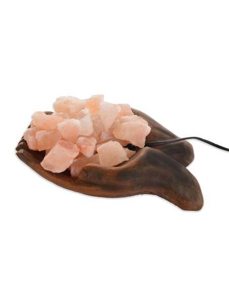 Lampada di sale Braciere mani unite color naturale CM 30X20 KG 1,5 mani di Buddha