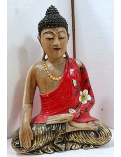 Buddha in legno di suar o noce indiano scultura veste...