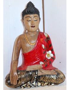 Buddha in legno di suar o noce indiano scultura veste... 2