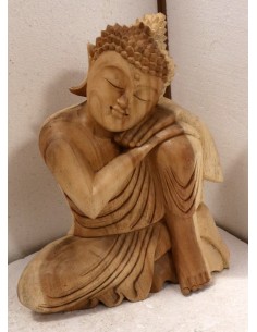 Buddha in legno di suar o noce indiano scultura color...