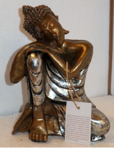 Buddha relax in resina veste color argento realizzato a...