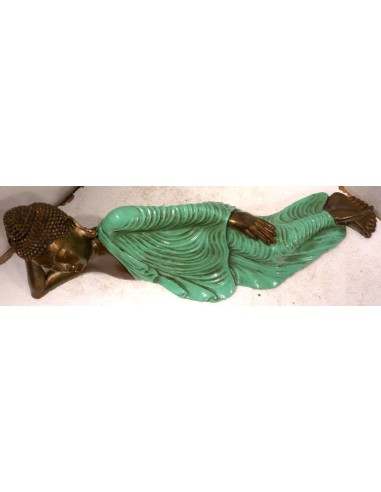 Buddha sdraiato in resina veste color turchese...
