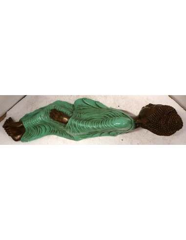 Buddha sdraiato in resina veste color turchese...