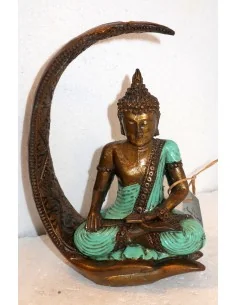 Fontana di fumo con Buddha in resina veste color turchese...