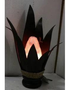 Lampada di sale Ninfea con Foglie di Cocco nere CM...