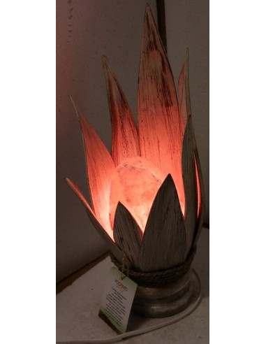 Lampada di sale Ninfea con Foglie di Cocco...