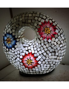 Lampada da tavolo sferica a ciambella in resina e mosaico...