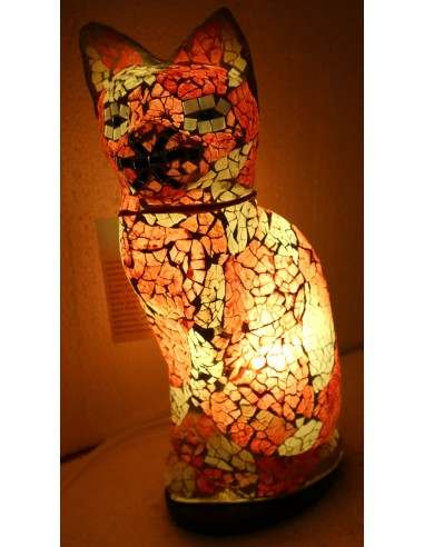 Lampada abatjour gatto cm 30 in resina e...