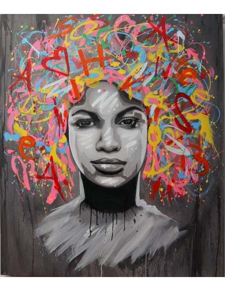 Quadro volto donna Pop cm 120x100 testata letto pop art moderno arredo