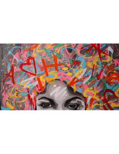 Quadro volto donna Pop cm 120x100 testata letto pop art moderno arredo