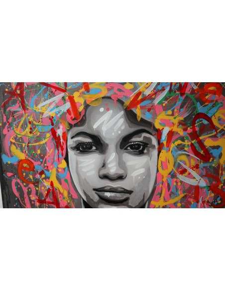 Quadro volto donna Pop cm 120x100 testata letto pop art moderno arredo