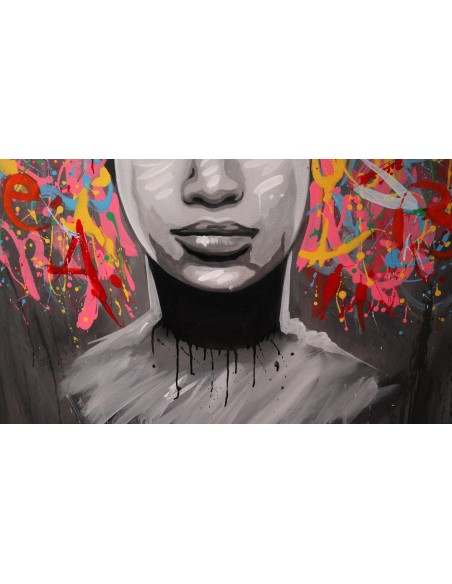 Quadro volto donna Pop cm 120x100 testata letto pop art moderno arredo